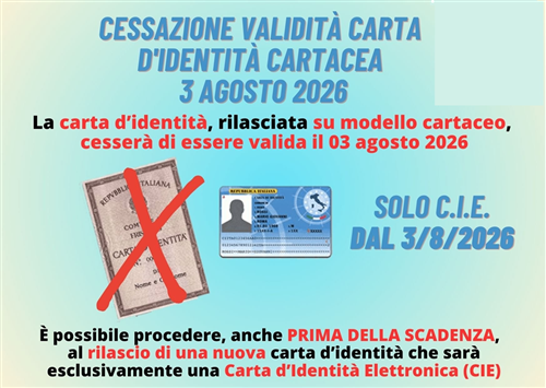 A partire dal 18 maggio 2026, il rilascio della carta d'identità avverrà esclusivamente su prenotazione
