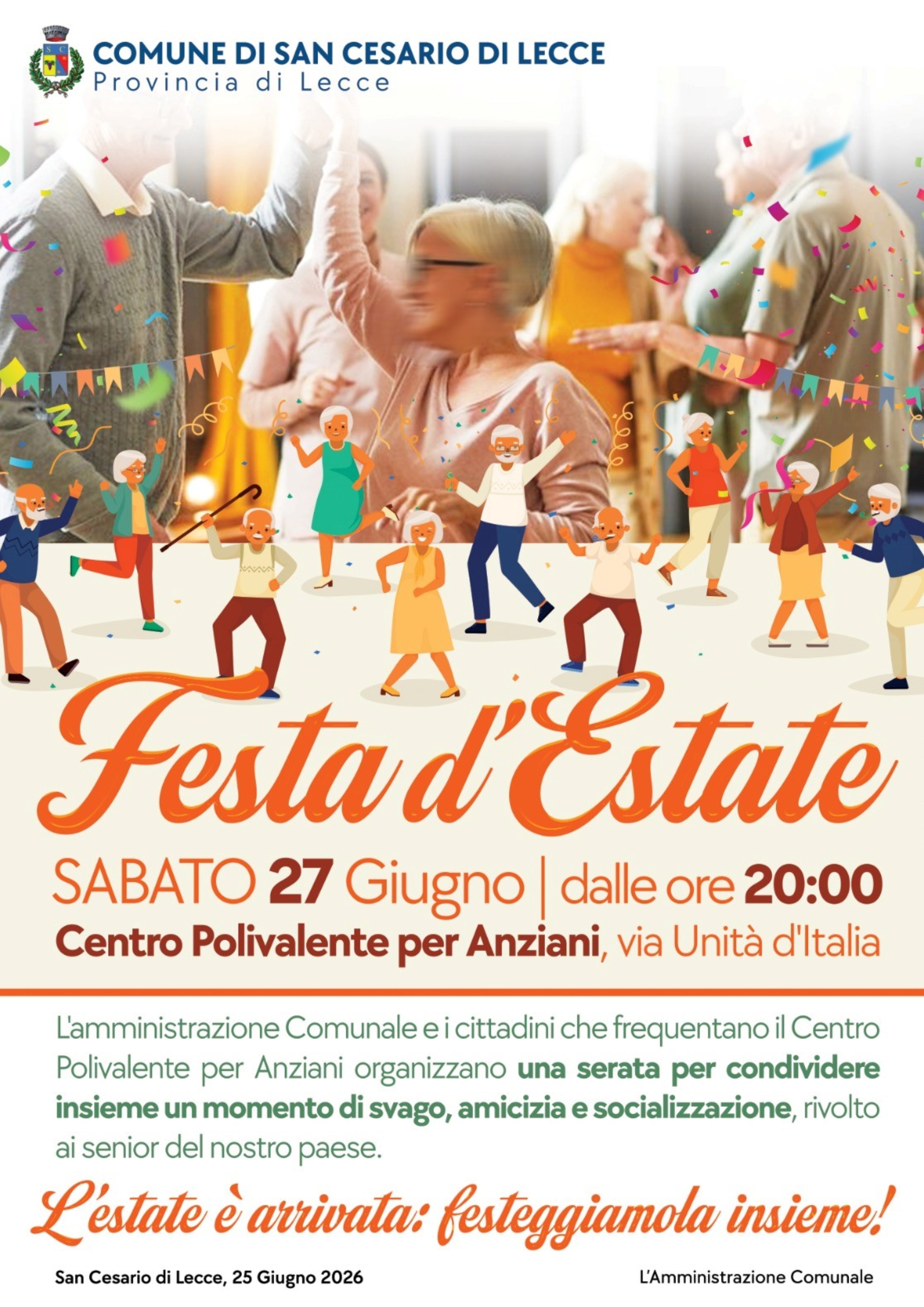 Festa d'estate
sabato 27 giugno 2026 dalle ore 20:00