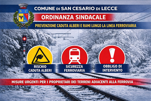 Ordinanza sindacale per la prevenzione della caduta di alberi e rami lungo la linea ferroviaria