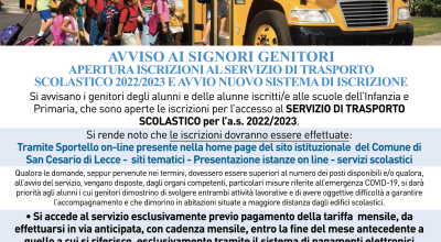 Servizio Trasporto Scolastico a.s. 2022/2023