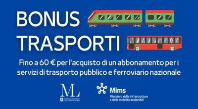 Ministero delle infrastrutture e della mobilità sostenibili: da settembre bonus fino a 60 euro per abbonamenti annuali o mensili per il trasporto pubblico